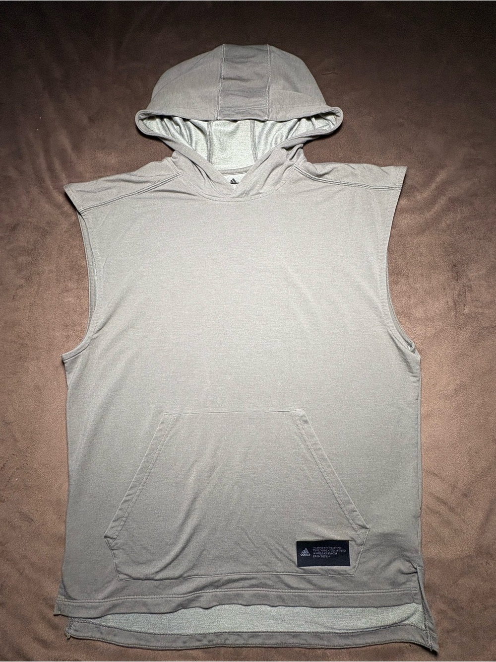 Adidas Olive Green Sleeveless Hooded Shirt - Size Medium🫒🔥